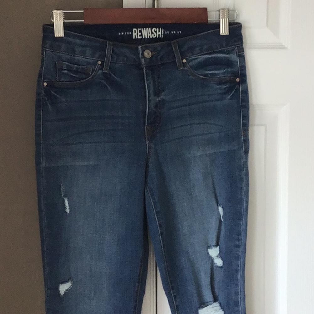 Rewash Women's Blue Distressed Jeans
